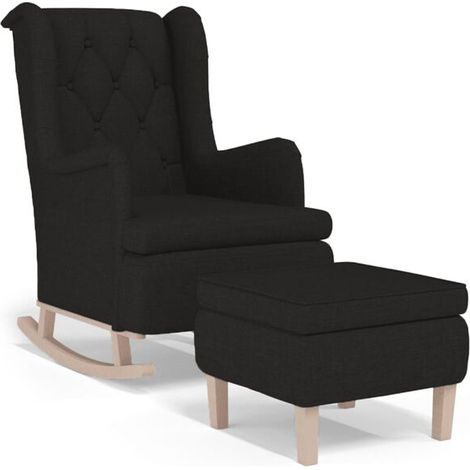 Fauteuil à bascule en tissu noir avec repose-pieds (1/5)
