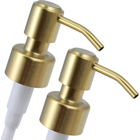 Seifenspenderpumpe – 1 Stück – Gebürsteter Edelstahl (Gold) – 28-mm-Gewinde – Ersatzteil und Upcycling – 20-cm-Rohr (1/5)
