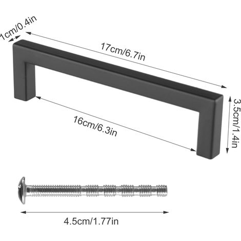Trintion 15 Pack Black Cabinet Kitchen Handles Hole Center 160mm Square Bathroom Cabinet Handles (1/4)
