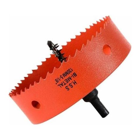 Kaelt - Scie cloche bimétallique 5-5/16'(130mm), fraiseuse trépan en acier rapide HSS, avec 1 tige et 1 perceuse, pour matériaux de cloison sèche, bois, plastiques et métaux (1/5)