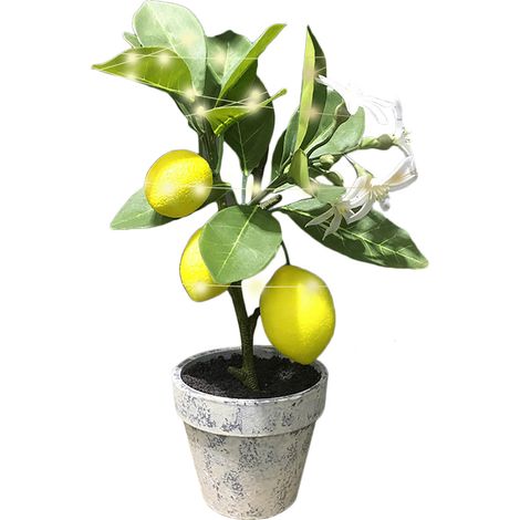 (Ajouter du papier bulle) Jardinière artificielle en forme de bonsaï citronnier pour la décoration de restaurant (recommandé pour une utilisation avec une guirlande lumineuse LED de 1 mètre à 10 lumiè (1/4)
