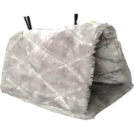 Gray Plush Pet Hammock - Warm, Insulated Hanging Nest with Hooks for Winter Coziness