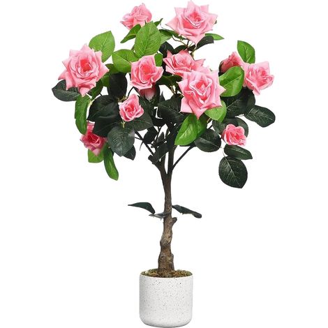 Rosal artificial, diseño realista, no requiere mantenimiento, 1 unidad, 75 cm. (1/2)