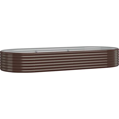 Jardinière, Pot de Fleurs d'extérieur, Acier enduit de poudre 249x100x36cm Marron OIB9544E (1/5)