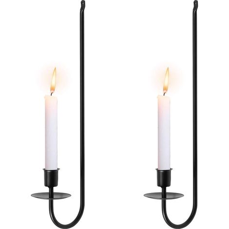 Supports de bougie muraux 2 pièces – Bougeoirs muraux noirs en forme de L – Porte-bougies suspendus style moderne et minimaliste – Pour chambre salon salle à manger et mariage (1/5)