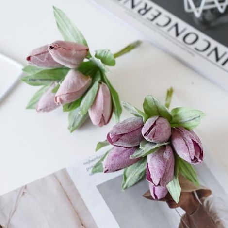 Tulipe Artificielle - Bouquet en Soie - 6 Pièces - Décoration Intérieure - Bleu Profond (1/4)