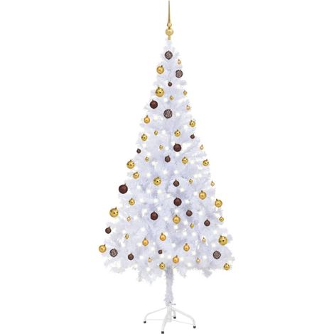 Sapin de Noël artificiel Arbre de Noël lumineux avec LED et boules 180 cm 620 branches 89786 (1/5)