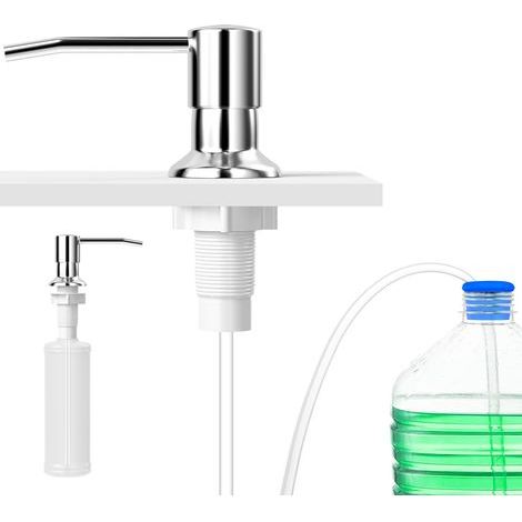 INOX Distributeur Savon Cuisine, Distributeurs de Savon et Lotion, Encastrable Pompe de Liquide, Ensemble Complet De Pousse 500ml Mousse, Inoxydable Soap Dispenser for Kitchen Sink (1/5)