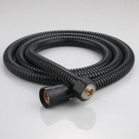 Flexible de douche universel en acier inoxydable de 2 m - Anti-torsion et anti-corrosion, filetage G1/2 - Noir - INHHUB (1/4)