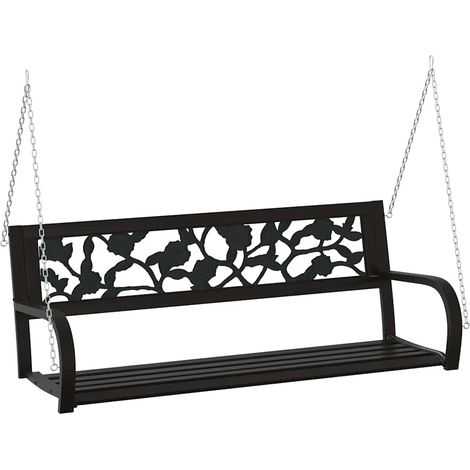 Balancelle de jardin, Chaise Fauteuil Suspendu, 125 cm Acier et plastique Noir OIB9256E (1/5)