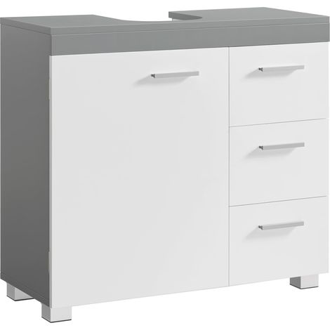 Meuble sous Lavabo, avec Colonne, 3 Tiroirs, 70 x 30 x 63,8 cm (1/5)