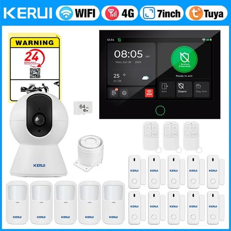 (Pack 11) Système d'alarme de sécurité pour maison intelligente WiFi 4G, kit d'alarme GSM sans fil, adapté à un usage résidentiel. (1/5)