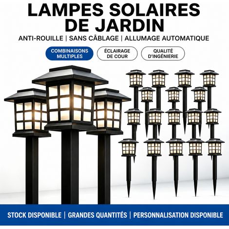 Lot de 2 lampes solaires de jardin LED multicolores forme maisonnette sur piquet 2 réf 4536 500 g – Livraison gratuite (1/5)