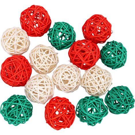 Boules décoratives en rotin, 15 pièces, ornements de Table de remplissage en osier colorés, faits à la main, fête à domicile pour bols, pièce maîtresse (1/5)