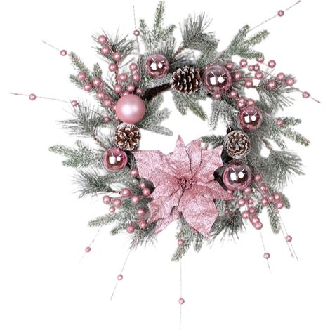 Künstliche Weihnachtsdekoration mit Blumen und Tannennadeln, künstliche Weihnachts-Hängedekoration für den Kranz (1/2)