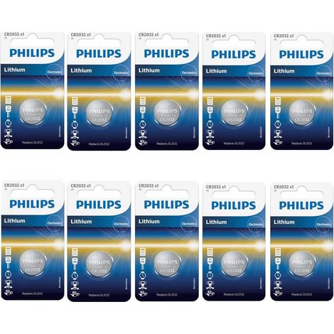 .10 Piles Philips CR2032.