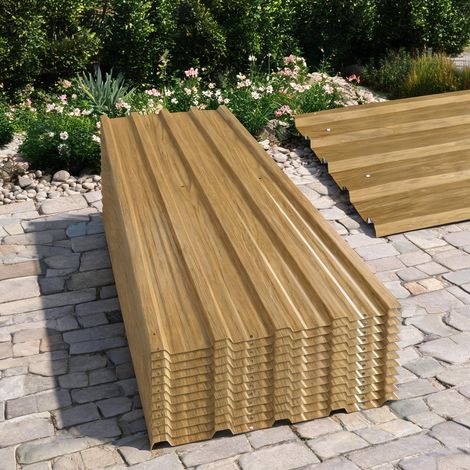 Abri de jardin en acier galvanisé aspect bois naturel (1/5)