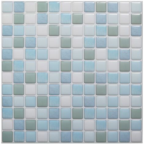 3D Mosaique Carrelage Adhesif Mural Imperméable Auto-adhésif Sticker Carrelage 23.6X23.6cm pour Cuisine Salle de Bain-4 pièces (1/5)