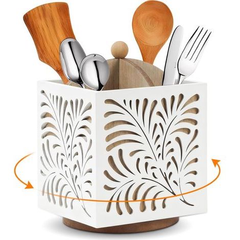 Pot a Ustensile De Cuisine, Pot Ustensiles Cuisine Pivotant à 360° Avec 4 Compartiments Boite De Rangement Pour Ustensiles Boîte (1/5)