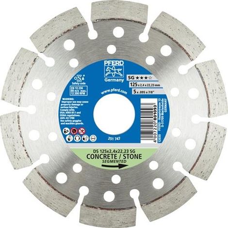 Disque de coupe diamant DS SG D.125mm, trou de 22,23mm, segment-st. 2,4mm (1/3)