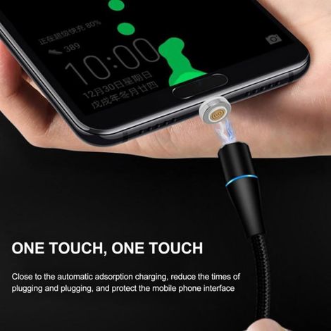 Têtes de Câble de Charge Magnétique Charge Rapide 3A Lot de 2 pour Téléphone Indicateur LED, Aluminium, Adaptateur USB, Argenté (1/5)