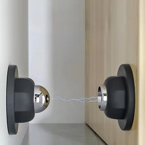 Lot de 2 butées de porte magnétiques  fixation adhésive sans perçage  hauteur de 5 cm (1,97 po)  modèle robuste pour sol ou mur  design moderne pour maintenir la porte ouverte (1/5)