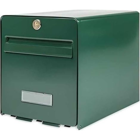 Boîte aux Lettres, 1 Porte,Vert, en Acier Galvanisé, Avec Porte à Ouverture Totale et Stop-Courrier (Porte bloquée à 120°)