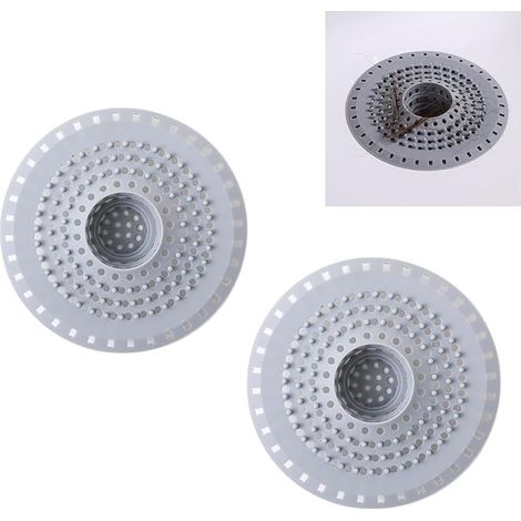 3 Pièces Protection de Drain de Silicone, Filtre Evier Anti-colmatage, Attrape Cheveux, Filtre Cheveux Baignoire Installation Facile pour Douche, Baignoire et Cuisine (Gris) (1/5)