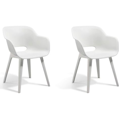 KETER, Conjunto de Dos sillas de jardín Exterior terraza AKOLA Color Blanco, 56.7 x 55.8 x 80.1 cm, Caja con 2 Unidades (1/5)