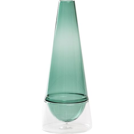 Vaso Conosfera 58 in vetro borosilicato soffiato a mano, lavorazione tecnica incalmo, colore Verde lago, complemento d'arredo di design unico (1/5)
