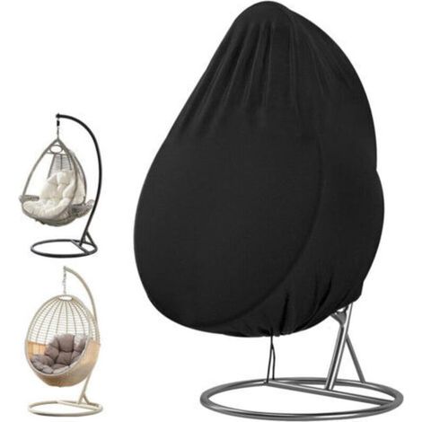 Housse de protection pour fauteuil suspendu, tissu Oxford 210D imperméable avec fermeture éclair et cordon de serrage, protection robuste pour meubles de jardin, 190 x 115 cm (noir) (1/4)