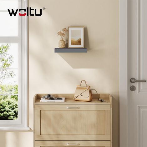 WOLTU 1x Wandregal, Schweberegal MDF Schweberegal, Freischwebendes Regal, für Büro Wohnzimmer Schlafzimmer Küche, 25x22.9x3.8 cm, Dunkelgrau
