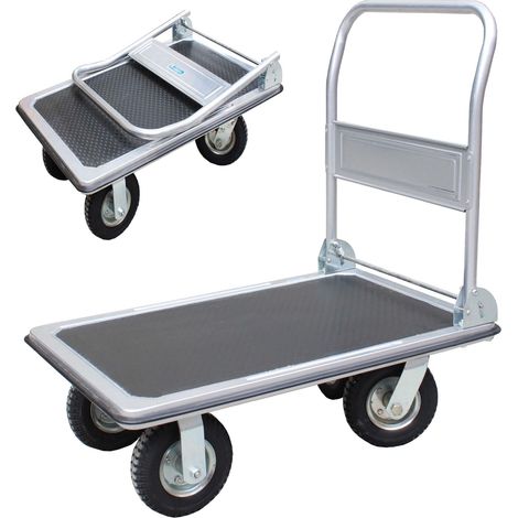 Plattformwagen 300 kg luftbereift Transportwagen Handwagen Transportkarre (1/5)