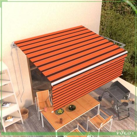 Auvent rétractable automatique et store - FAF7291712407215 - 450x300 cm - Orange et marron - Cadre aluminium (1/5)