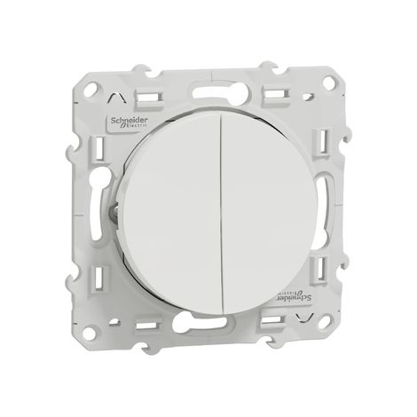 Schneider S520227 Odace - pulsante - 2 tasti + funzione stop per tapparelle - bianco
