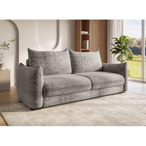 Deco In Paris – Canapé convertible 3 places en velours chiné gris – Coffre de rangement – Design moderne et épuré – Assise confortable pour salon (1/5)