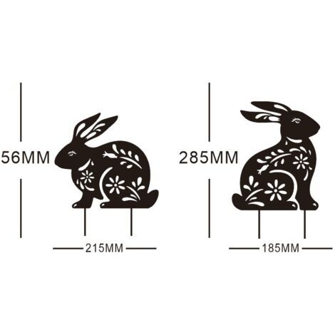 Standing Rabbit petit lapin à ventre ensemble de deux pièces, métal ajouré lapin jardin décoratif insert, fer forgé balancelle (1/5)