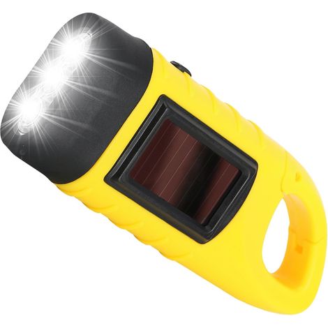 Solar-Taschenlampe, Notfall-LED-Taschenlampe mit Karabiner, tragbare Handkurbel-Dynamolampe für Outdoor-Camping, Stromausfälle, Radfahren, Notfallausrüstung [Energieklasse A+++]