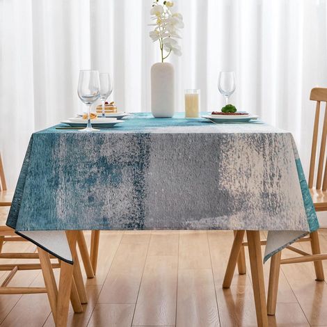Nappe lavable 140x200 cm Rectangulaire, Bleu-vert, Moderne, Style campagnard