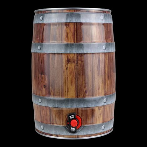 Fût à Bière de Fête 5L avec Robinet en Optique Bois - Design Élégant, Léger 0,51 kg, Idéal pour Garden-Party, Barbecue, Événements Familiaux et Fêtes Inoubliables