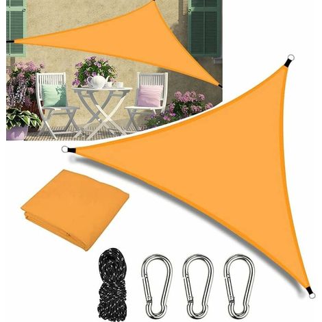 Vela ombreggiante impermeabile - 3 x 3 x 3 m - Triangolo - Protezione solare - Protezione UV - con protezione traspirante - per giardino, balcone, patio, campeggio e all'aperto (Arancione) (1/5)
