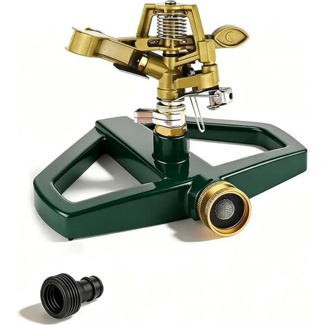 Garden Sprinkler with Metal Base, 360° Automatic Rotary Sprinkler, Pulse Sprinkler for Large Areas, Sprinkler Watering for Lawn, Yard and Grass Watering (Gold) (1/5)