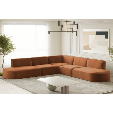 Ecksofa Designersofa PALMA Stoff Noel Ziegelrot Seite Universal (1/2)