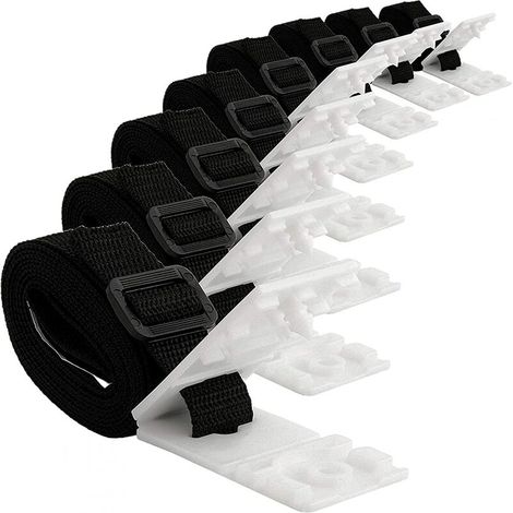 Kit di fissaggio per copertura solare per piscina, clip per copertura piscina, per piscina interrata universale, inclusi 8 cinghie in nylon e linguette adesive, 8 piastre per cavi, 8 fibbie (1/5)