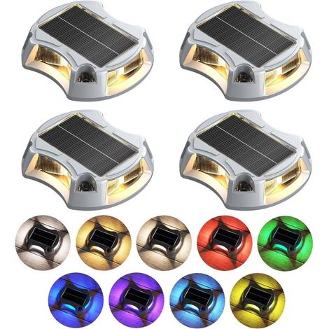 Confezione da 4 luci solari per vialetti e camminamenti, 9 colori, impermeabili IP68. Ideali per sentieri, vialetti, camminamenti e scale esterne. (1/4)