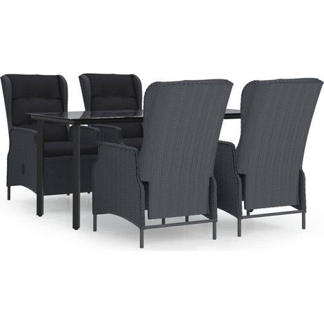 Maison Exclusive - 5-tlg. Garten-Essgruppe Dunkelgrau Poly Rattan