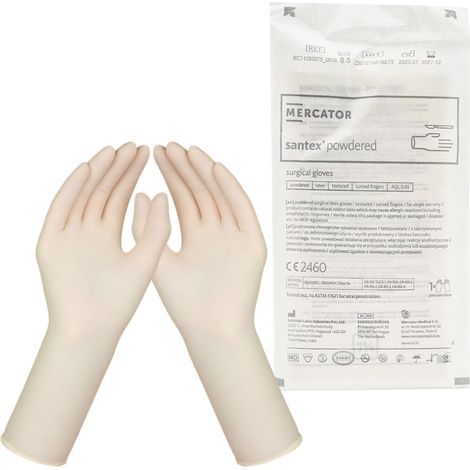 Mercator Santex gepuderte sterile Latex-OP-Handschuhe, Größe 8,5, 1 Paar (1/5)