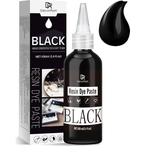 Pâte Colorant Résine époxy Noire - 100ml Pâte Pigment Résine Epoxy UV pour la Coloration de Résine, Table de Rivière, Dessous de Verre, Bijoux - Noire Epoxy Resin Pigment Paste pour Peinture,Artisanat