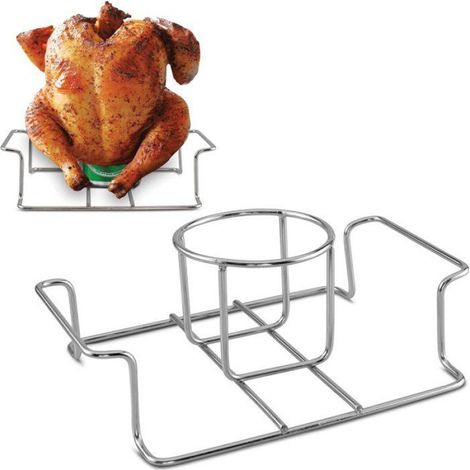 Support à poulet pour barbecue - - Acier inoxydable - Convient aux canettes de 355 ml - Stabilité renforcée