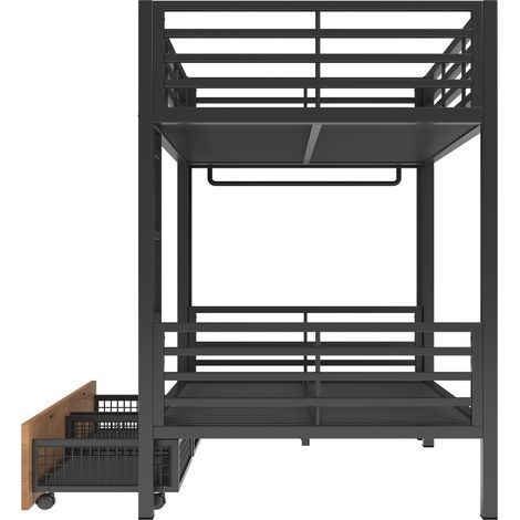 Letto a castello 90x200 cm in metallo nero salvaspazio, senza materasso FloraGrace (1/5)